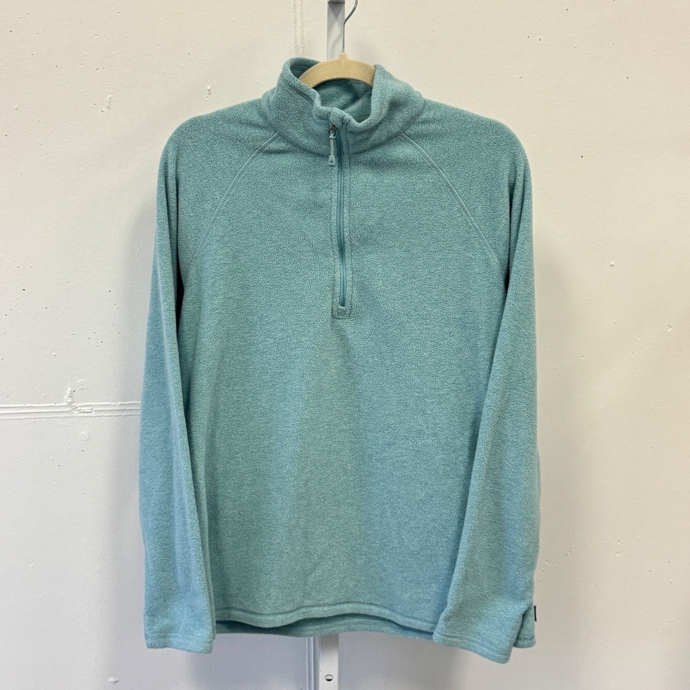 Eddie Bauer‎ Women's Quarter Zip Fleece Pullover Aqua Blue Medium Raglan Sleeve